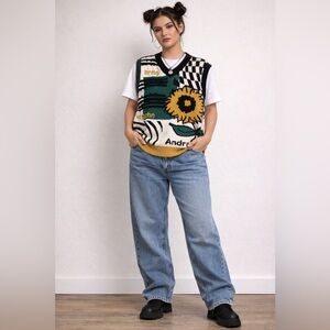 Andreilee Sunflower Graphic Knit Sweater Vest